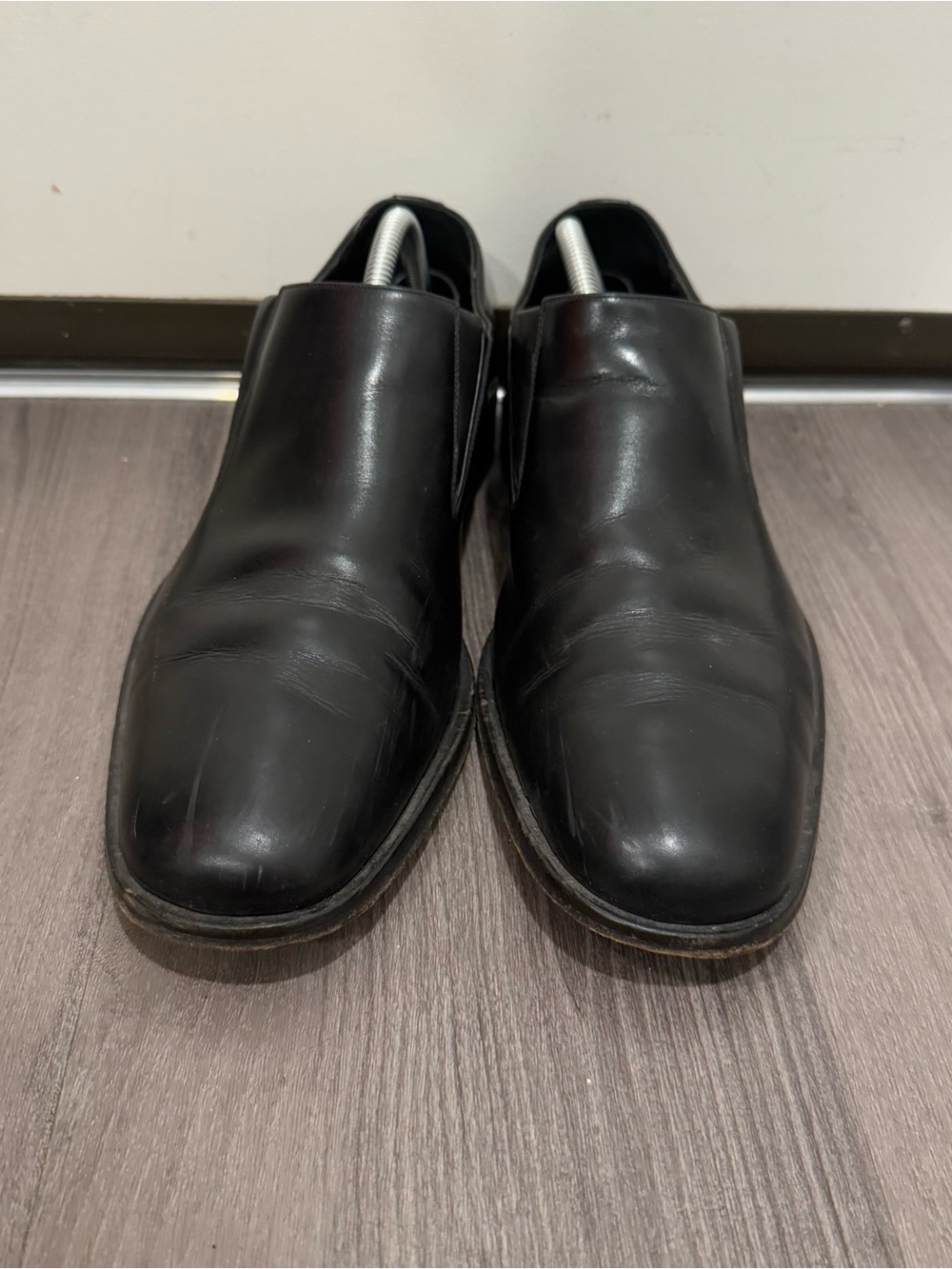 Gucci Men's Black Leather Plain Toe Derby size 43 eu men’s us 10 E Italy RARE - Picture 2 of 16